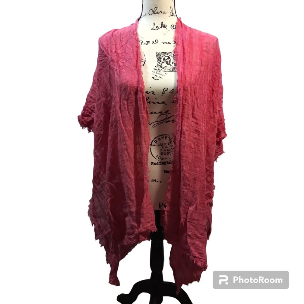 Vince Camuto Natural Sun Kissed Coral Cardigan Cover Up Beach Vacation Size OS - Picture 2 of 9